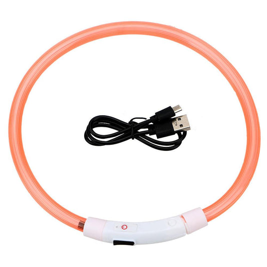 Usb Rechargeable Glow-In-The-Dark Pet Collar With Three Flashing Modes