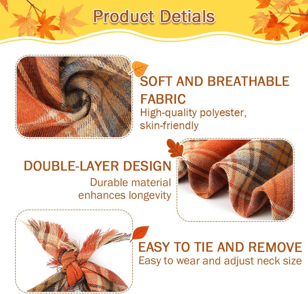 Plaid Dog Bandana With Tassels Triangle Scarf