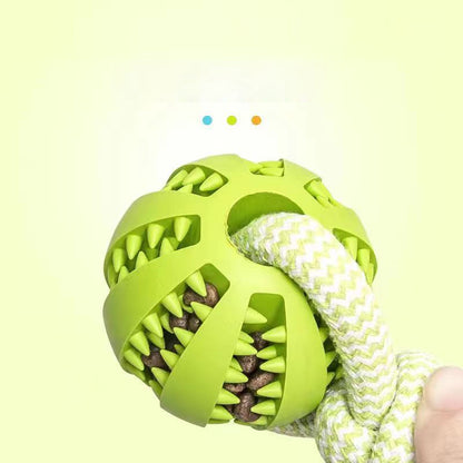 Dog Toys Treat Balls Interactive Rope Rubber Balls for Chewing Bite Resistant Toys