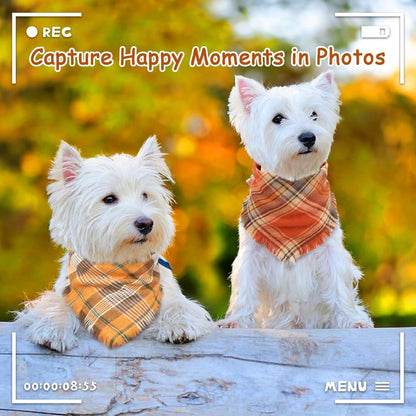Plaid Dog Bandana With Tassels Triangle Scarf