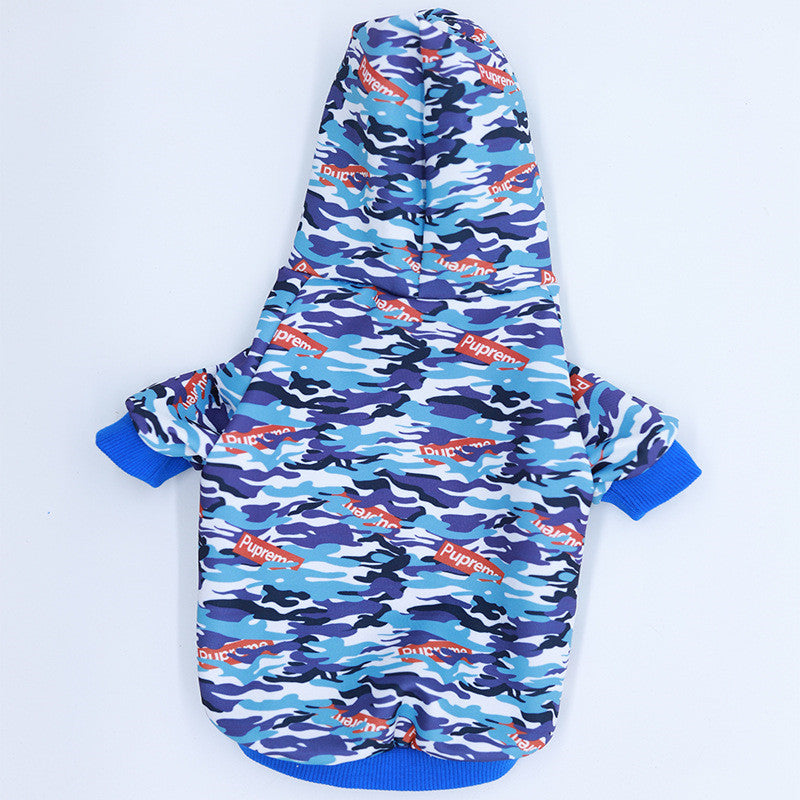Camouflage Print Acrylic Pet Hoodie Two Legged Outfit For Pets