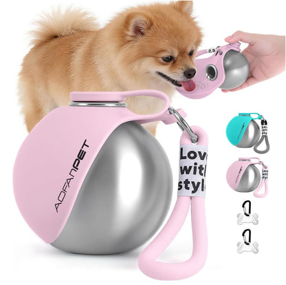 Portable Pet Stainless Steel Water Cup Small Dog Water Bottle. Convenient Dog Drink Dispenser