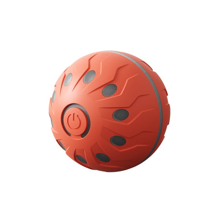 Self-moving automatic jumping dog ball toy made of durable orange TPE, motion-driven playmate for dogs.