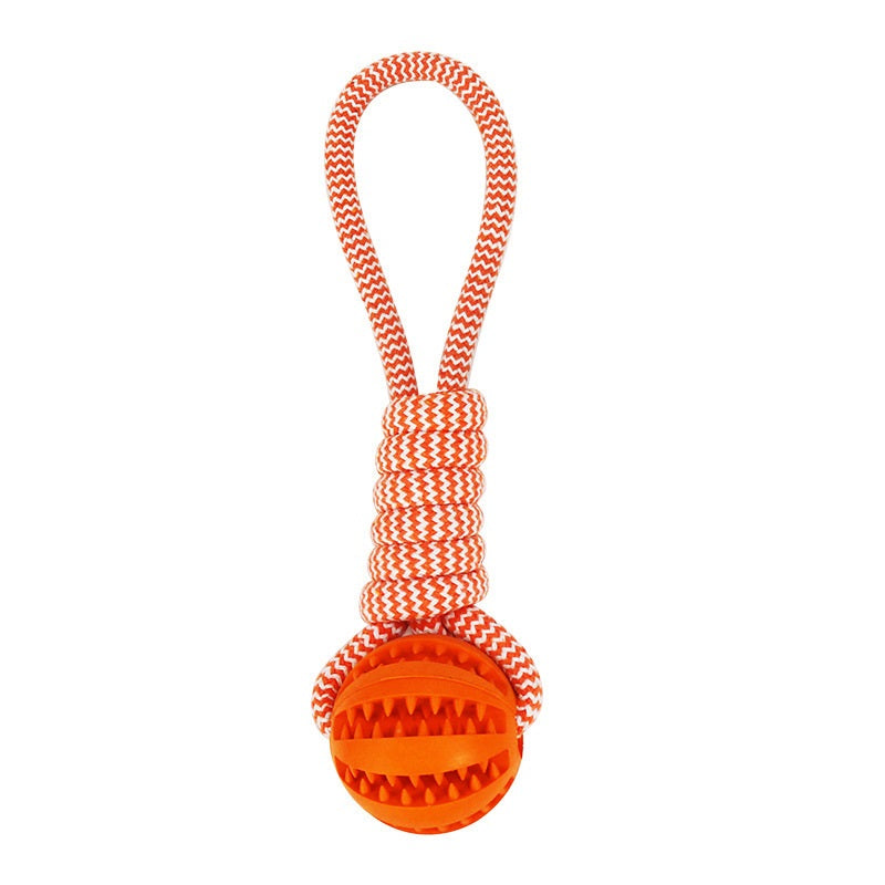 Dog Toys Treat Balls Interactive Rope Rubber Balls for Chewing Bite Resistant Toys