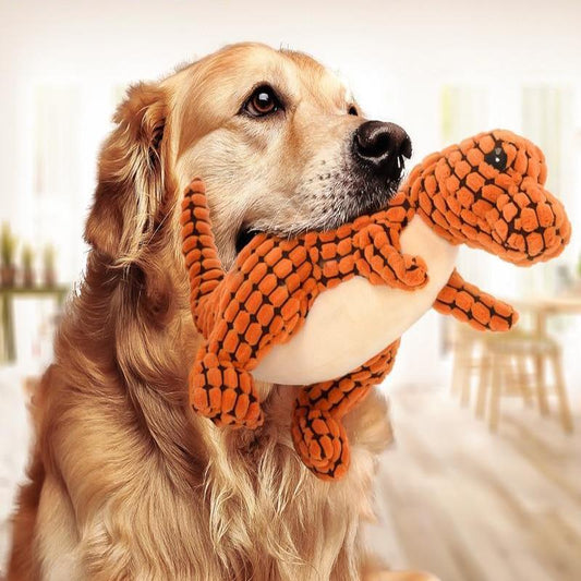 Dinosaur Dog Toy - Plush Stuffing Squeakers