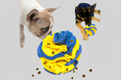 Interactive Foraging Dog Snuffle Ball Puzzle Toy - Yellow And Blue