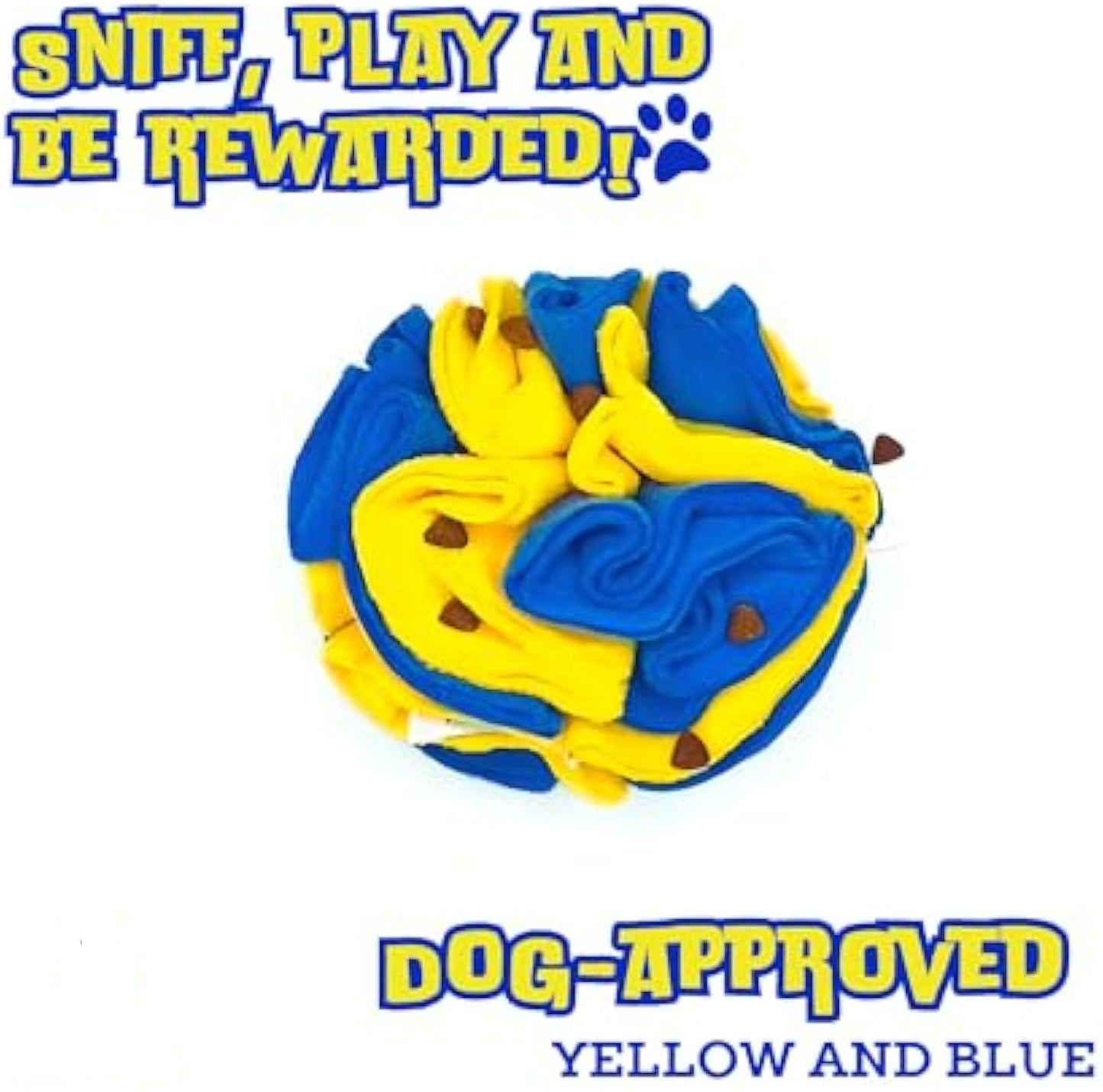 Interactive Foraging Dog Snuffle Ball Puzzle Toy - Yellow And Blue