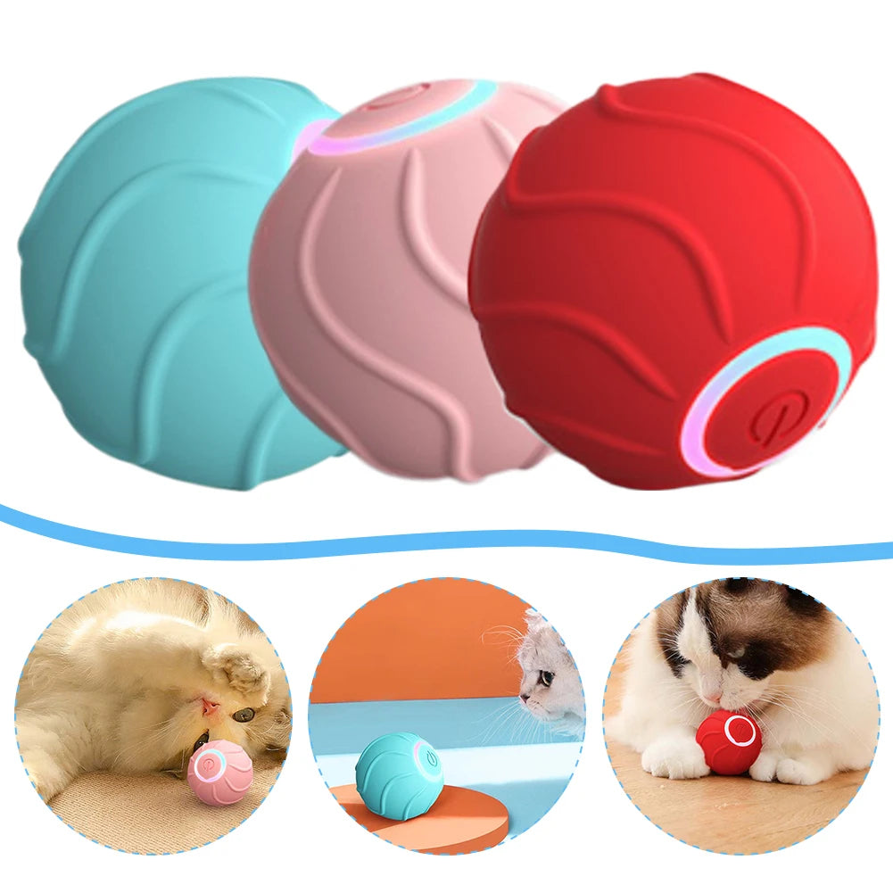 Smart Cat Toy Rolling Ball Silicone Pet Toy With Automatic Play