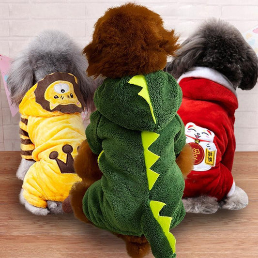 Dog Pet Costume Collection: Cozy Coral Fleece Cartoon Style