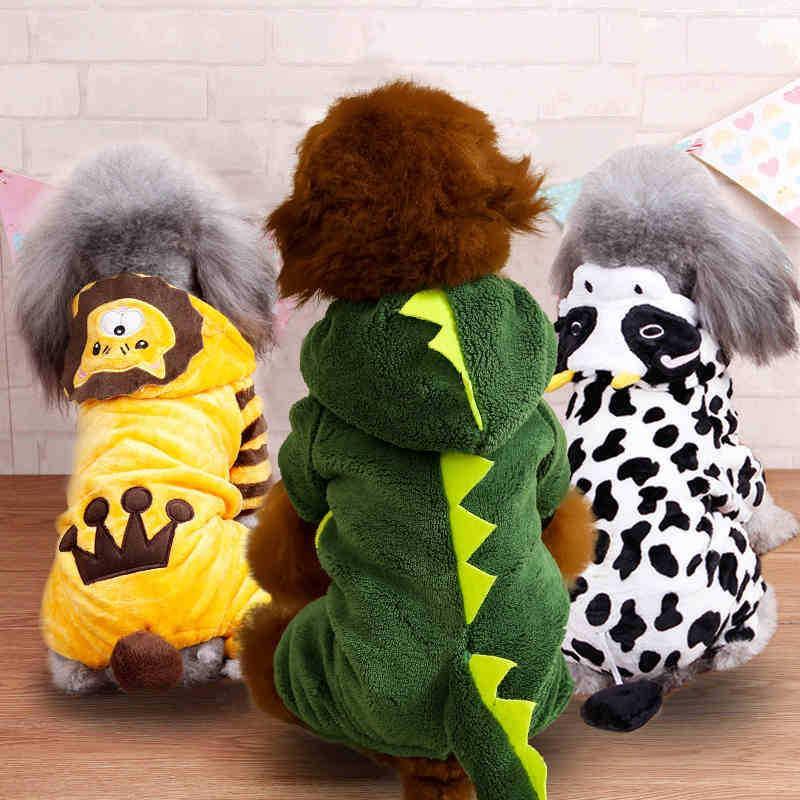 Dog Pet Costume Collection: Cozy Coral Fleece Cartoon Style
