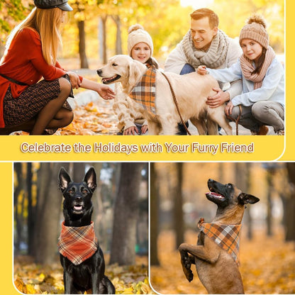Plaid Dog Bandana With Tassels Triangle Scarf