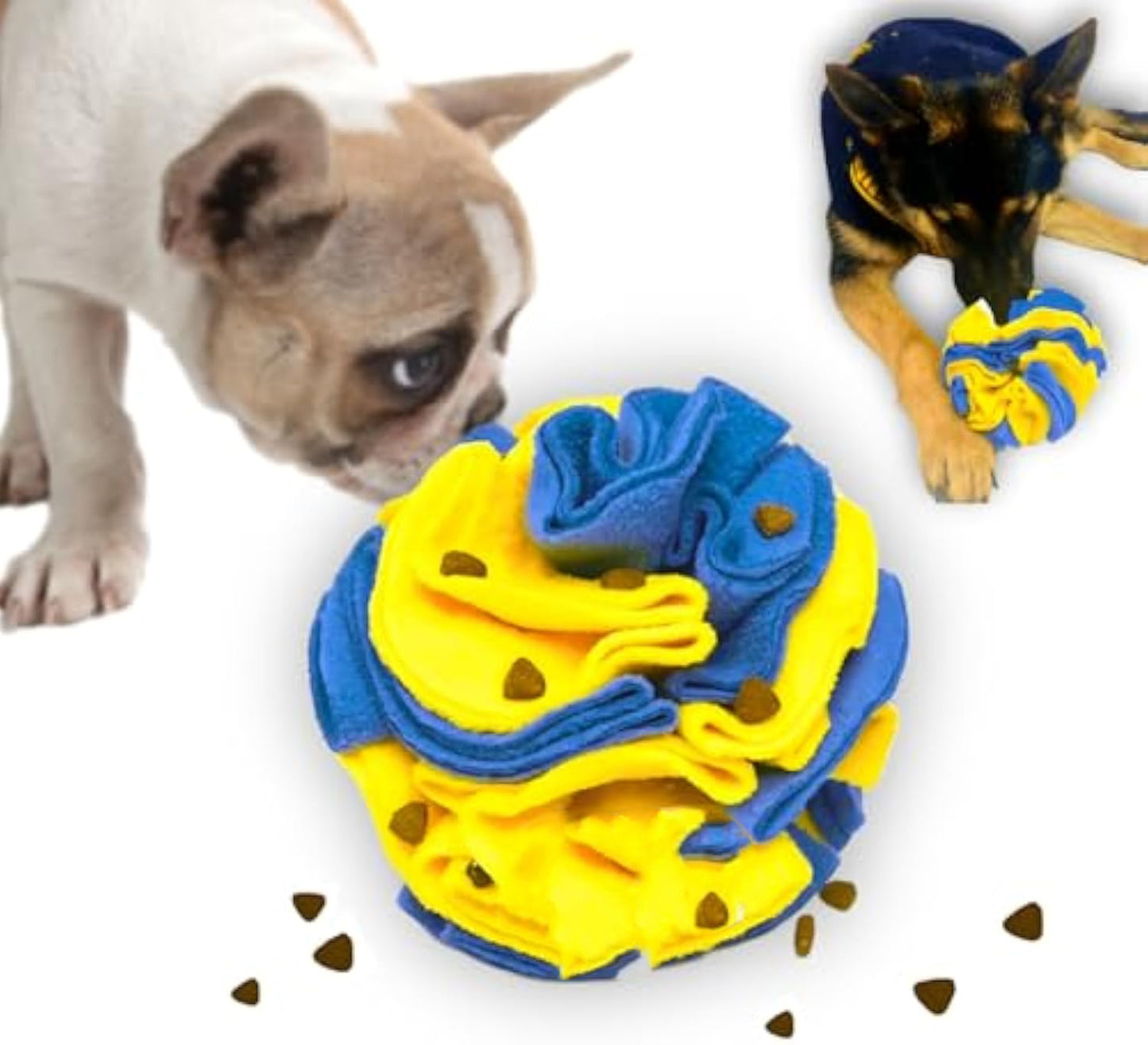 Interactive Foraging Dog Snuffle Ball Puzzle Toy - Yellow And Blue