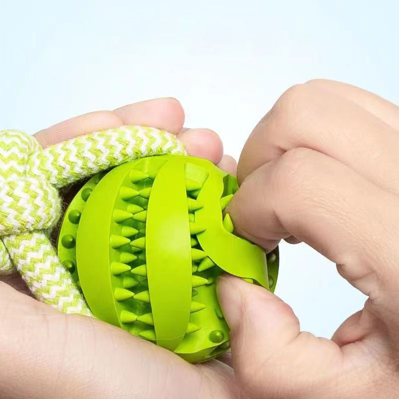 Dog Toys Treat Balls Interactive Rope Rubber Balls for Chewing Bite Resistant Toys