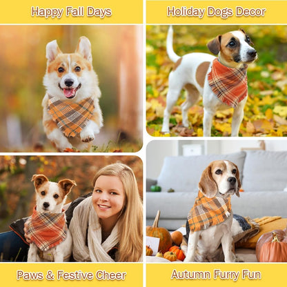 Plaid Dog Bandana With Tassels Triangle Scarf