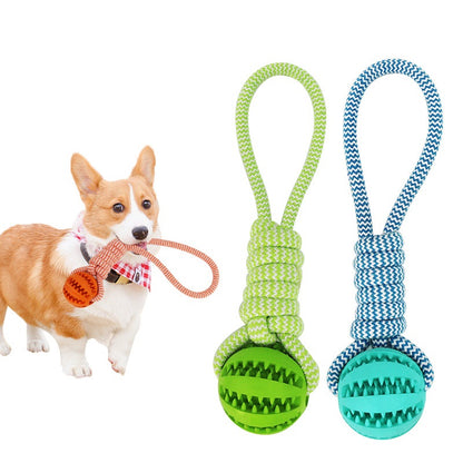 Dog Toys Treat Balls Interactive Rope Rubber Balls for Chewing Bite Resistant Toys