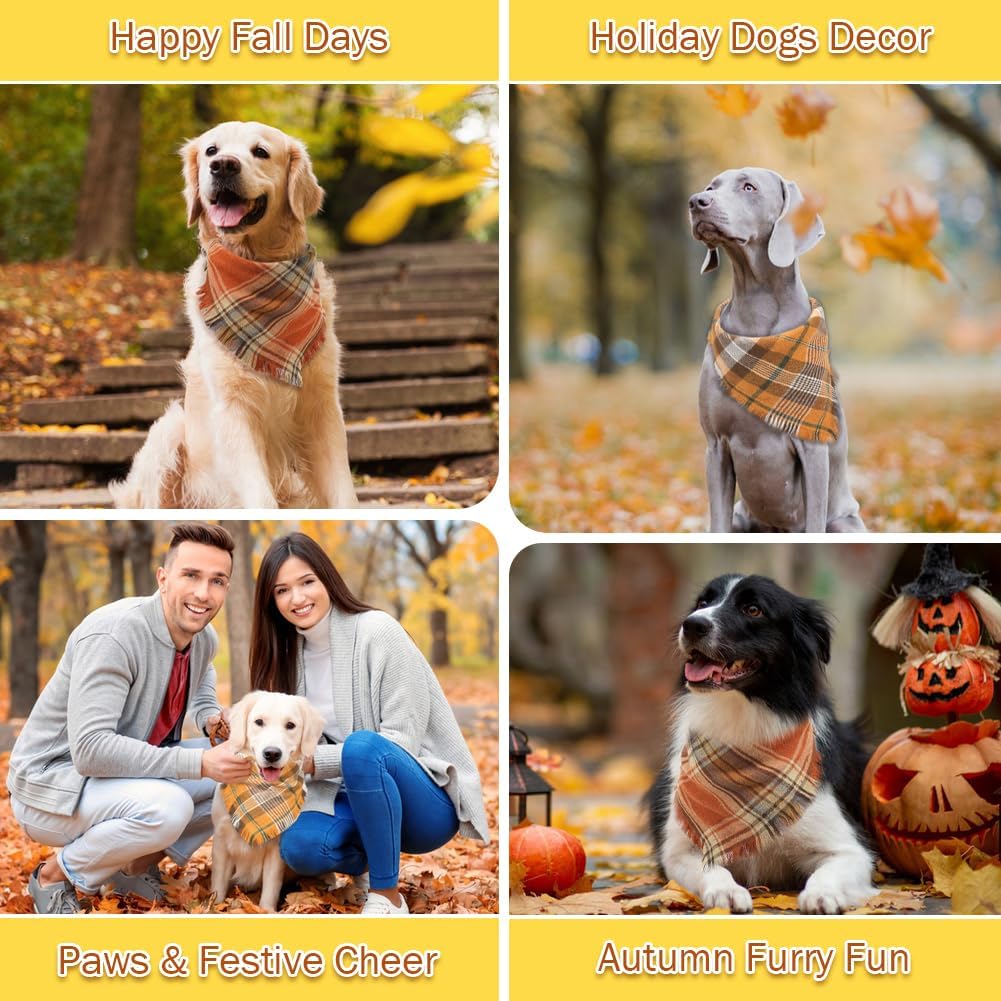 Plaid Dog Bandana With Tassels Triangle Scarf