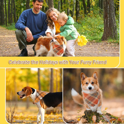Plaid Dog Bandana With Tassels Triangle Scarf