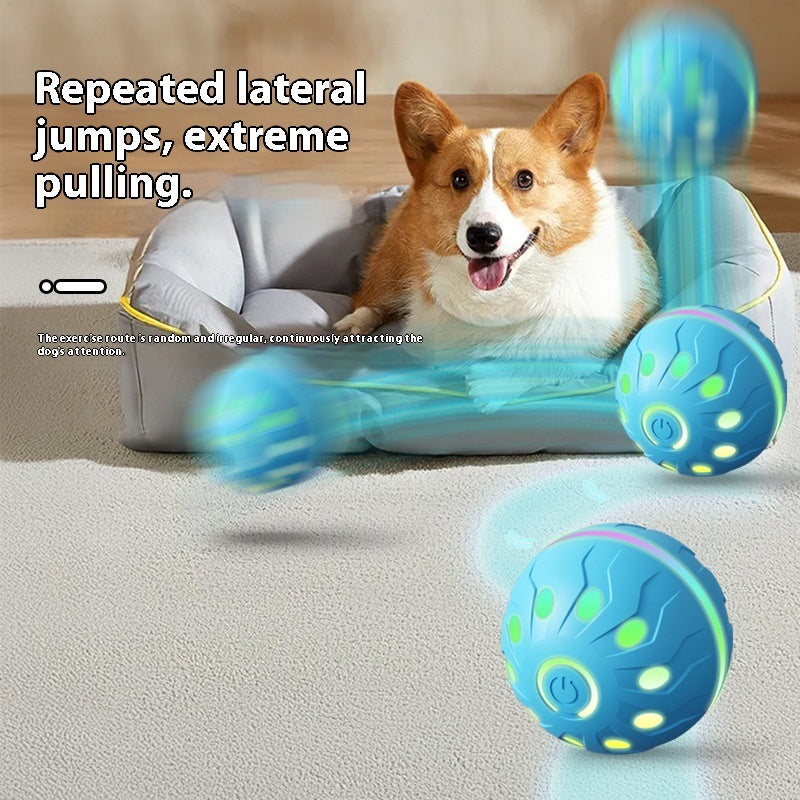 Self Moving Automatic Jumping Dog Ball Toy, a durable TPE interactive ball for energetic dogs.