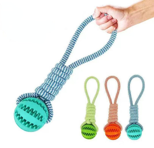 Dog Toys Treat Balls Interactive Rope Rubber Balls for Chewing Bite Resistant Toys