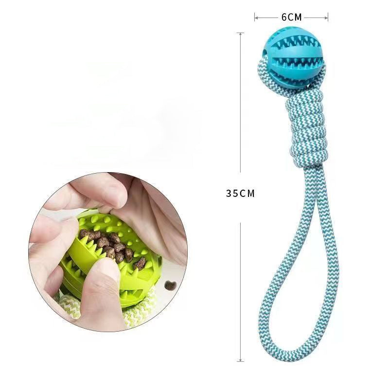Dog Toys Treat Balls Interactive Rope Rubber Balls for Chewing Bite Resistant Toys