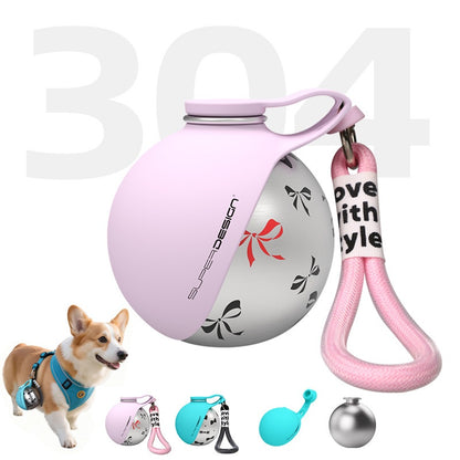 Portable Pet Stainless Steel Water Cup Small Dog Water Bottle. Convenient Dog Drink Dispenser
